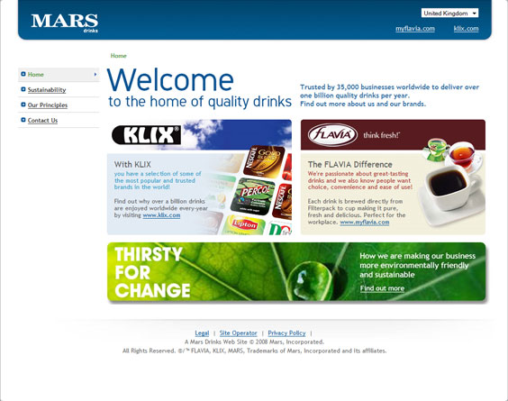Mars Drinks website
