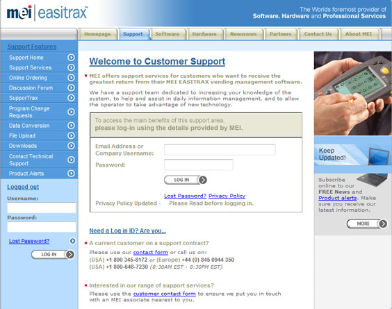 MEI Easitrax website